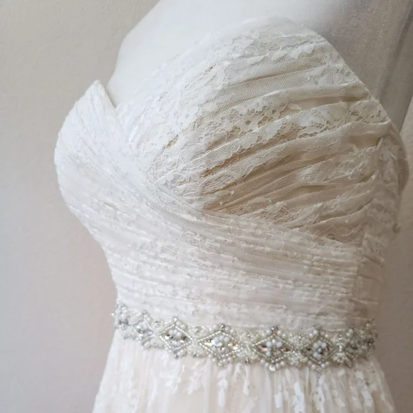 Anthropologie BHLDN Whispers + Echos Freesia lace strapless wedding gown - Picture 6 of 16